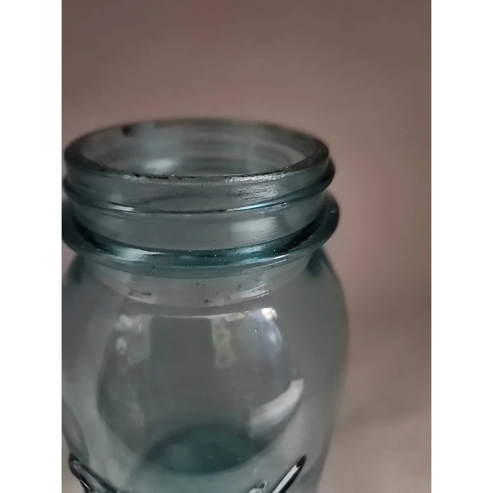 Vintage Ball Perfect Mason Jar‎ Aqua Blue Glass with Zinc Lid and Glass Liner 6